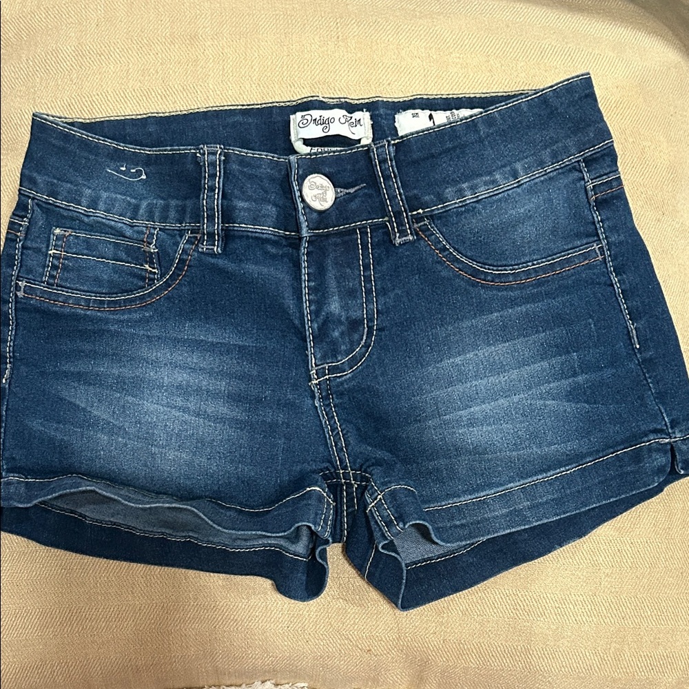 Indigo Rein Dark Blue Jean Shorts